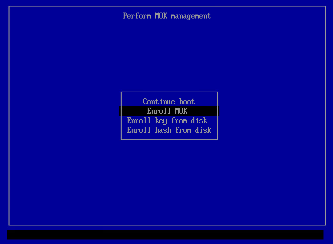 The "Perform MOK management" screen is displayed.